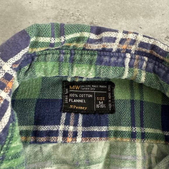 Vintage 70s JCPenny flannel button up shirt 100% cotton mens size medium - Picture 4 of 12